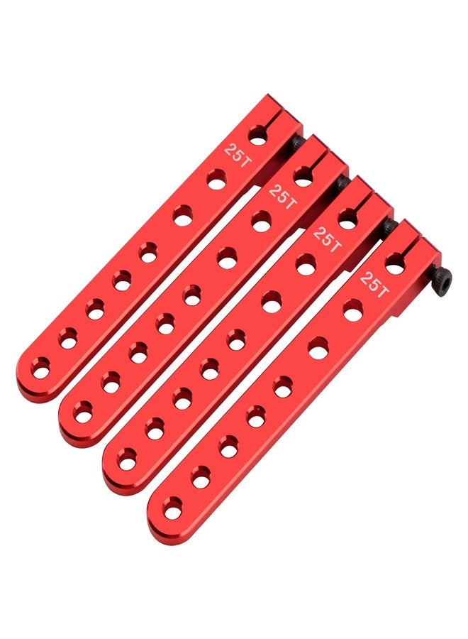 DJX 4PCS Aluminum 25T Servo Arm Horns for All 1:10 2WD/4WD ECX331007 RC Car (Red) - Image 2